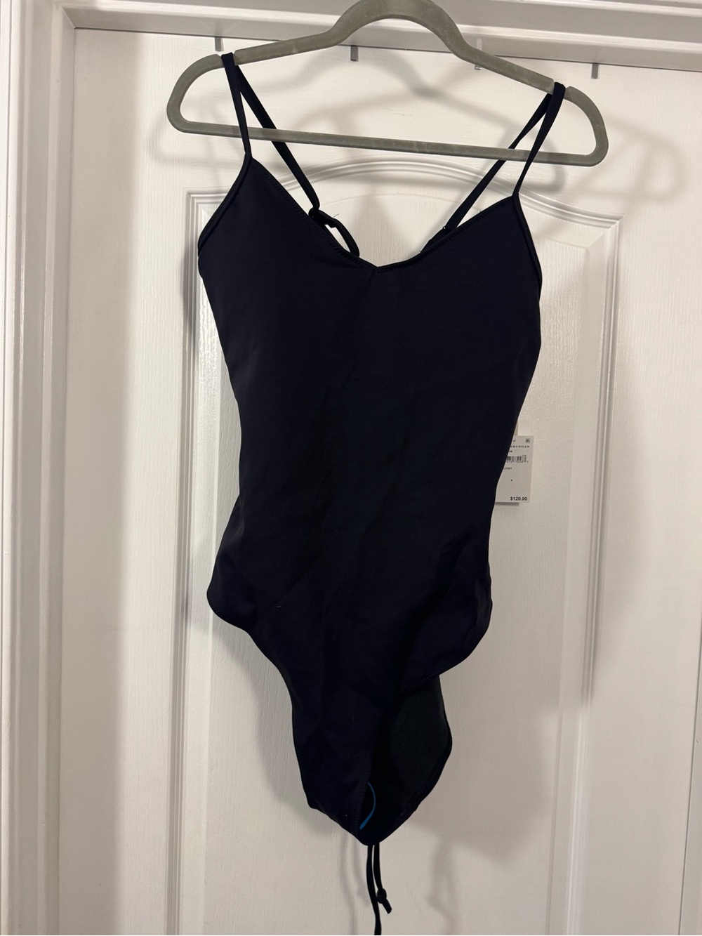 Good American Black One-Piece Swimsuit with Lace Up Corset Back